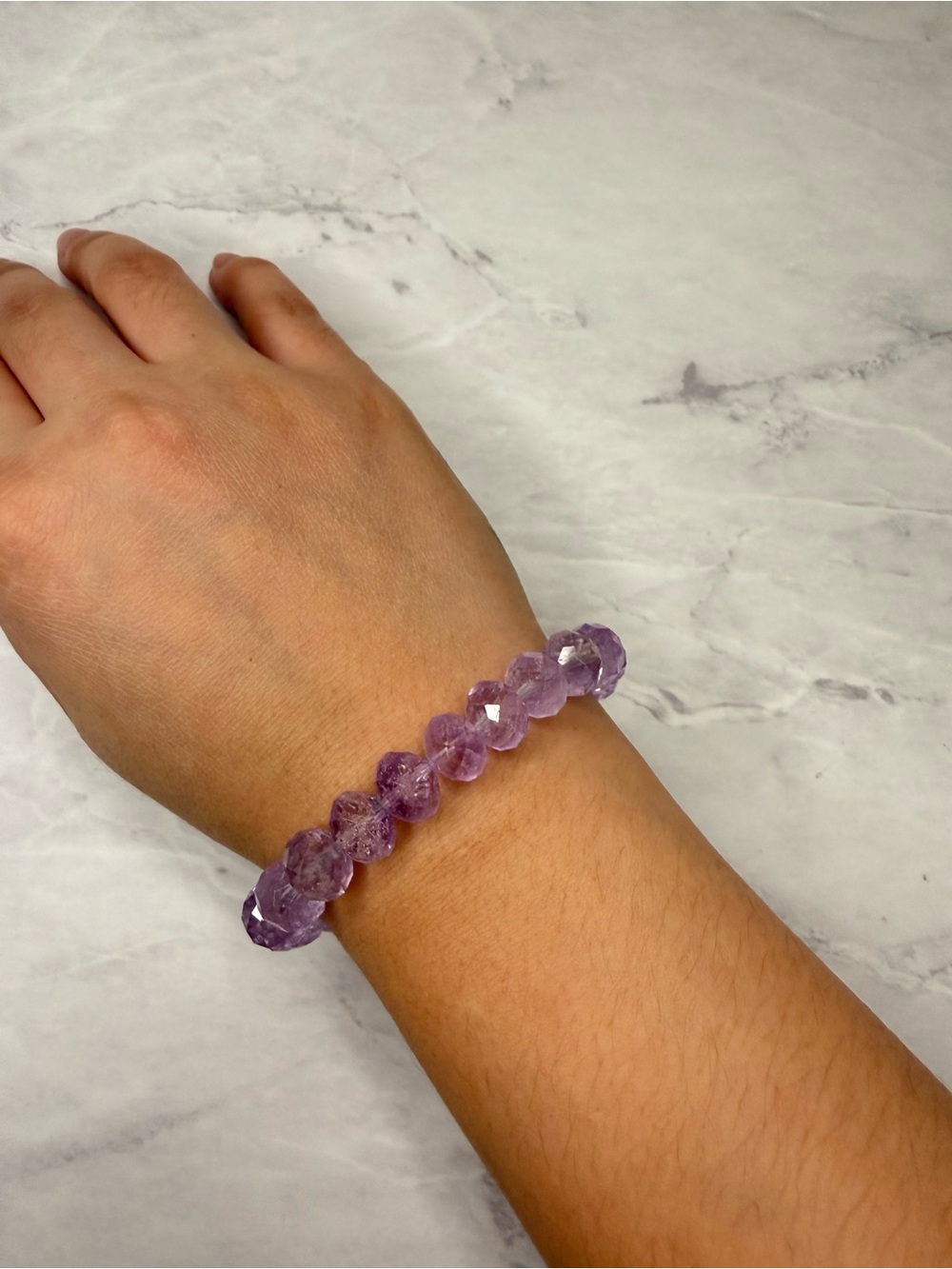 Purple Amethyst Beaded Stretch Bracelet